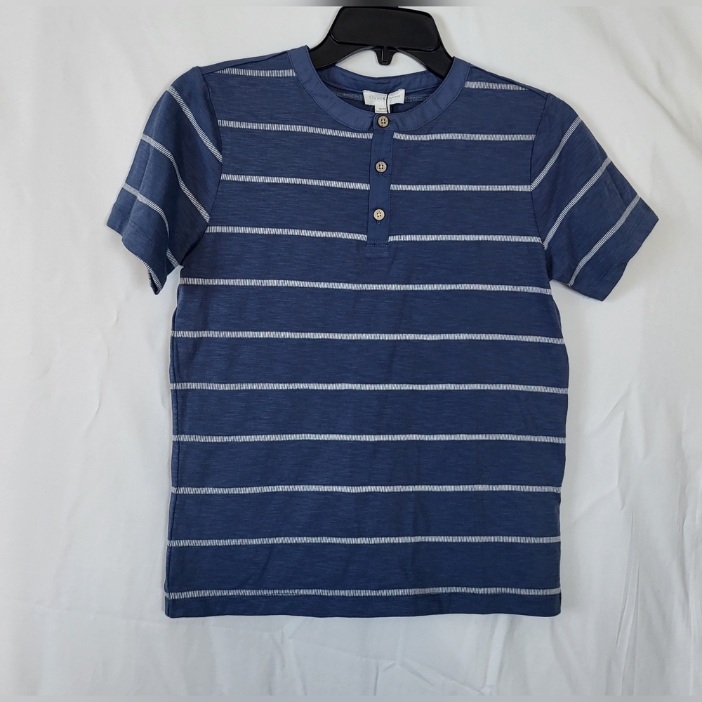 NWT Scene & Heard Boys‎ Blue Short Sleeve Striped Button Henley Shirt Size 14/16